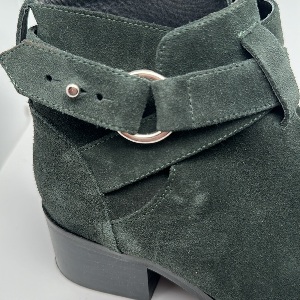 & Other Stories Chelsea Heeled Suede Ankle Leather Boots Esmerald‎ Green Size 9 - Picture 6 of 15